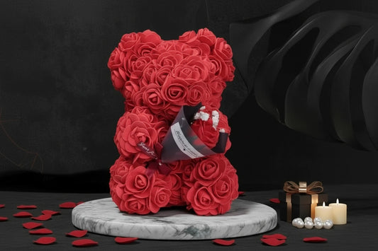 Rose Teddy Bear + Bouquet - Rose Bound